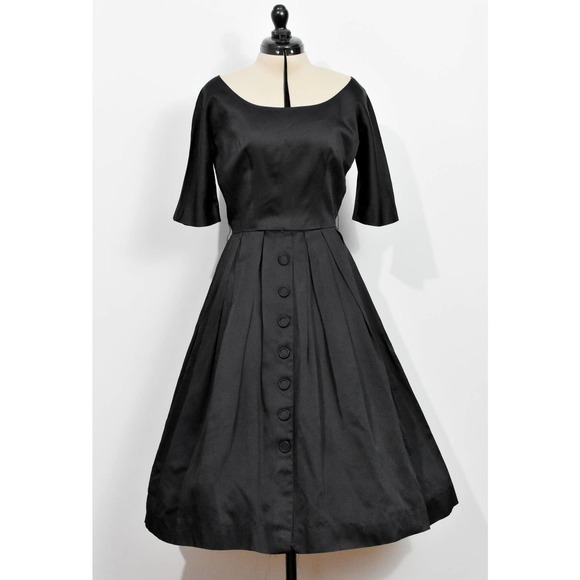 Polly Bergen's Fashion by Jack Squire Black 50s Cocktail Dress - Picture 2 of 6